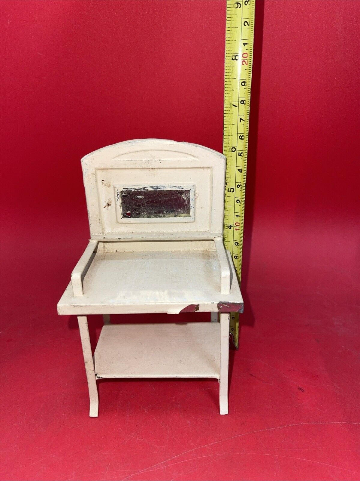 Antique Miniature Dollhouse Vanity Tin With Mirror