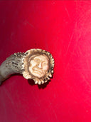 Antique Flint Knife with Deer Antler Handle,  Carving  Indian Face
