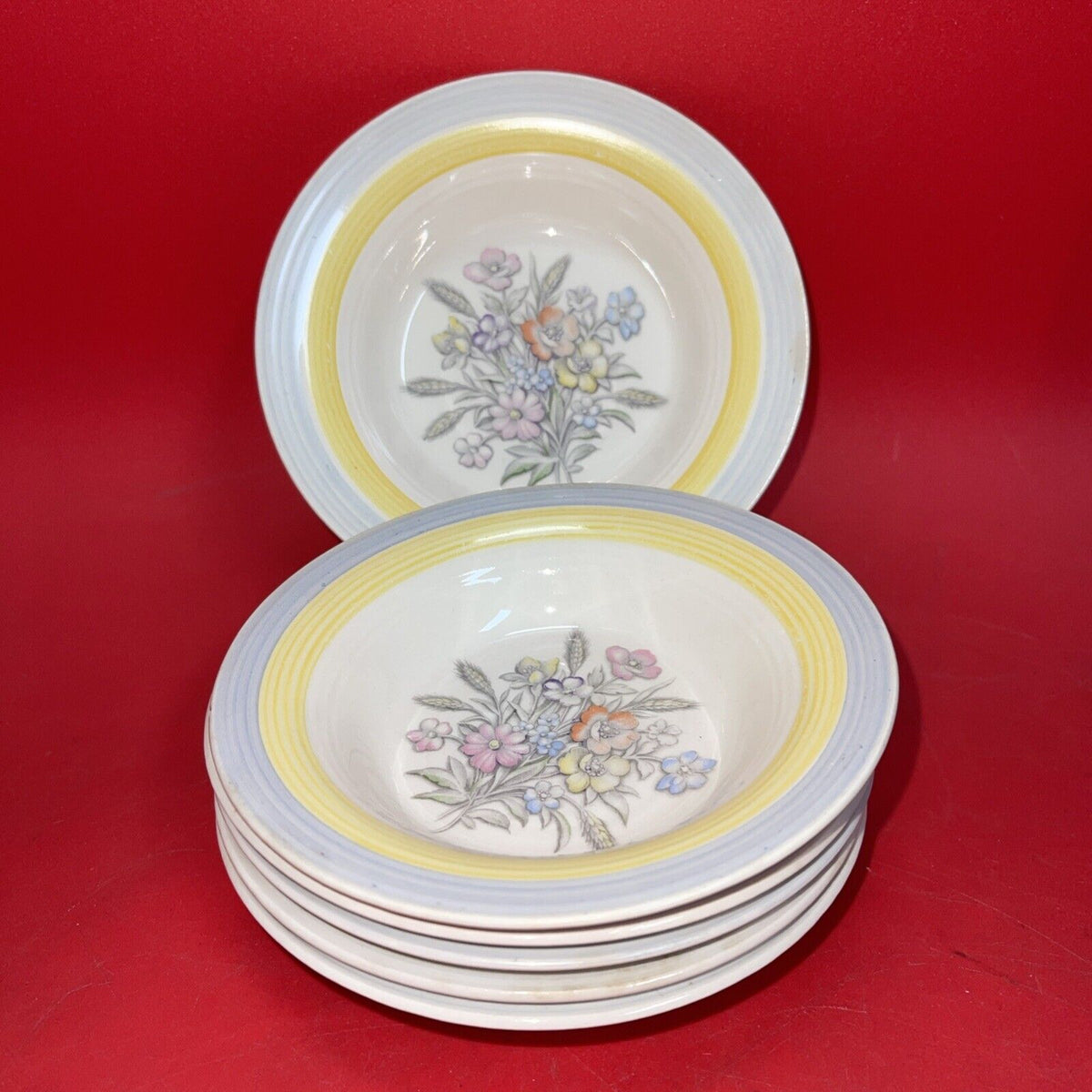 Vintage American Limoges TRIUMPH YELLOW  Dessert Bowl Lot 6 (5.5”)