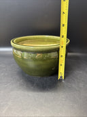 Art Pottery Green Glossy Bowl 4” Tall