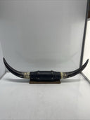 Vtg Mounted Steer Longhorn Bull Horns Leather Rope Wood MP & KD Horn Shop Texas