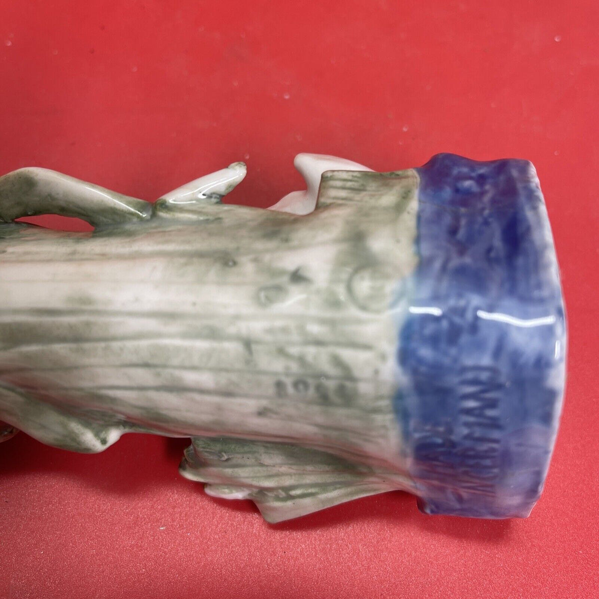 Majolica Swan & Cattails Bud Vase 7” Tall Made in Germany Signed & Numbered