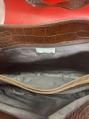 Vintage Lord & Taylor brown crocodile embossed genuine leather bag made in Italy