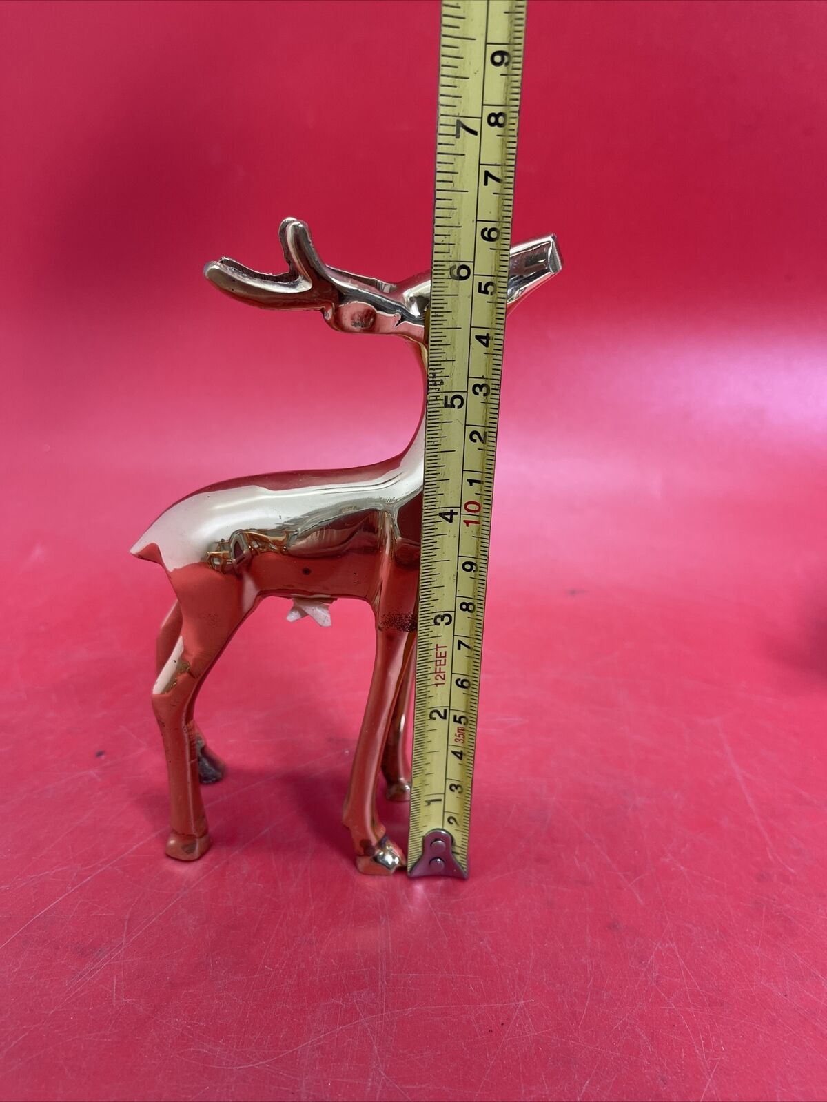 Vintage Mid-Century Modern Solid Brass Stag, Hind and Doe Figurines