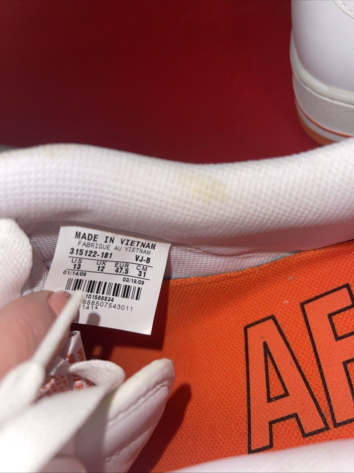 Nike Air Force 1 One Low White/Orange Men's Size 13