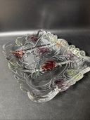 Glass Rectangular Serving Tray/Platter With Flower