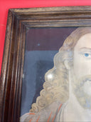 Antique 19th Century 1850s Sacred Heart Of Jesus Christ Chromolithograph Print