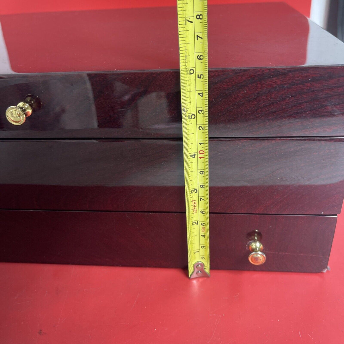 Silverware Flatware Storage Box Chest Wooden High Gloss Lacquer w/Drawer 