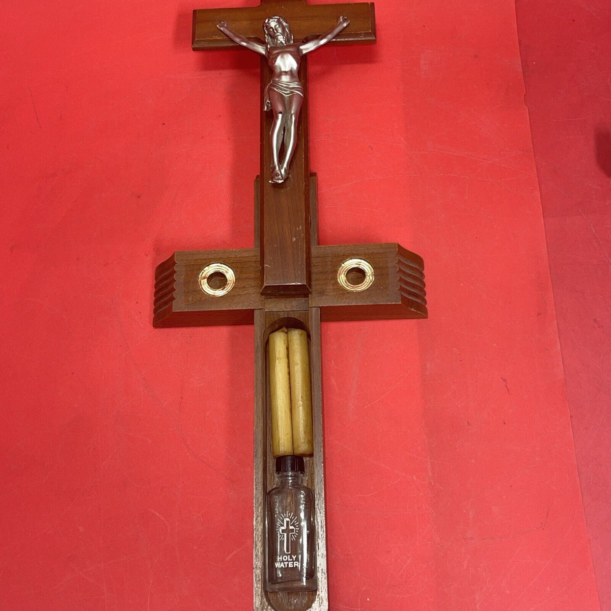 Vintage Wooden Christian Crosses Last Rites, Old Wooden Tin Jesus Lot 4 (Damage)
