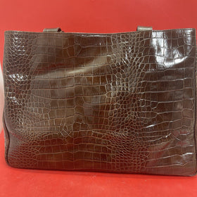 Vintage Lord & Taylor brown crocodile embossed genuine leather bag made in Italy