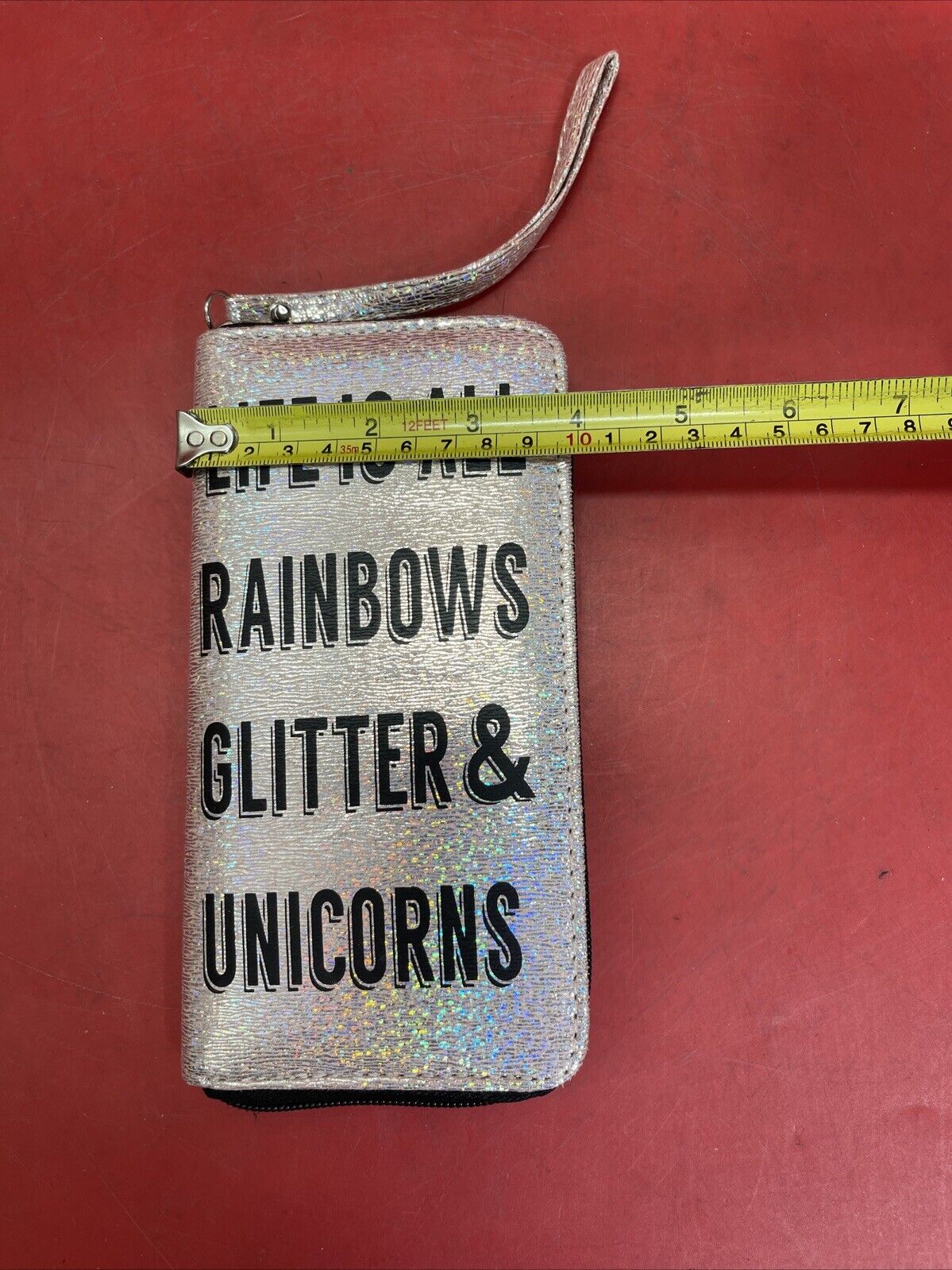 NWT Claire’s Life is Rainbows Glitter & Unicorns Silver Iridescent Wallet 