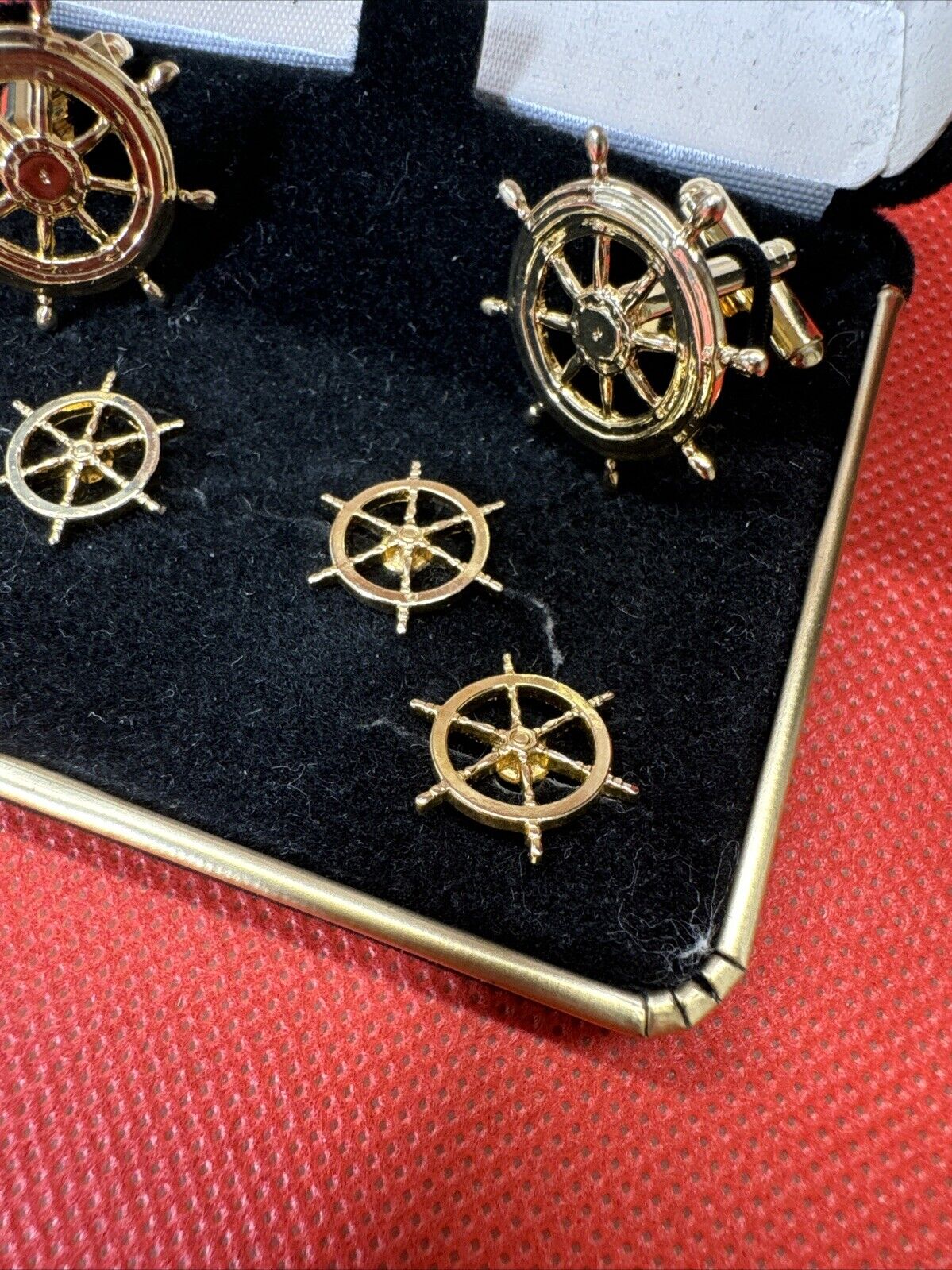 Vintage The Competition Gold Tone Cufflinks And 4 Pin