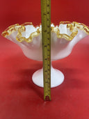 Fenton compote bowl on pedestal with ruffled gold edge