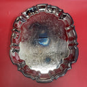 Antique Oval Pair Silverplate Tray Footed