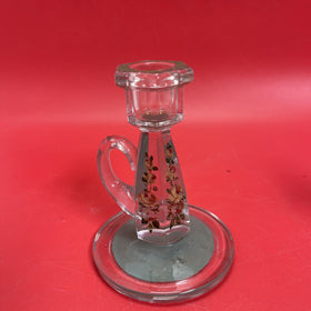 Vintage Glass Candlestick glass stick handle 5.5"Set 2