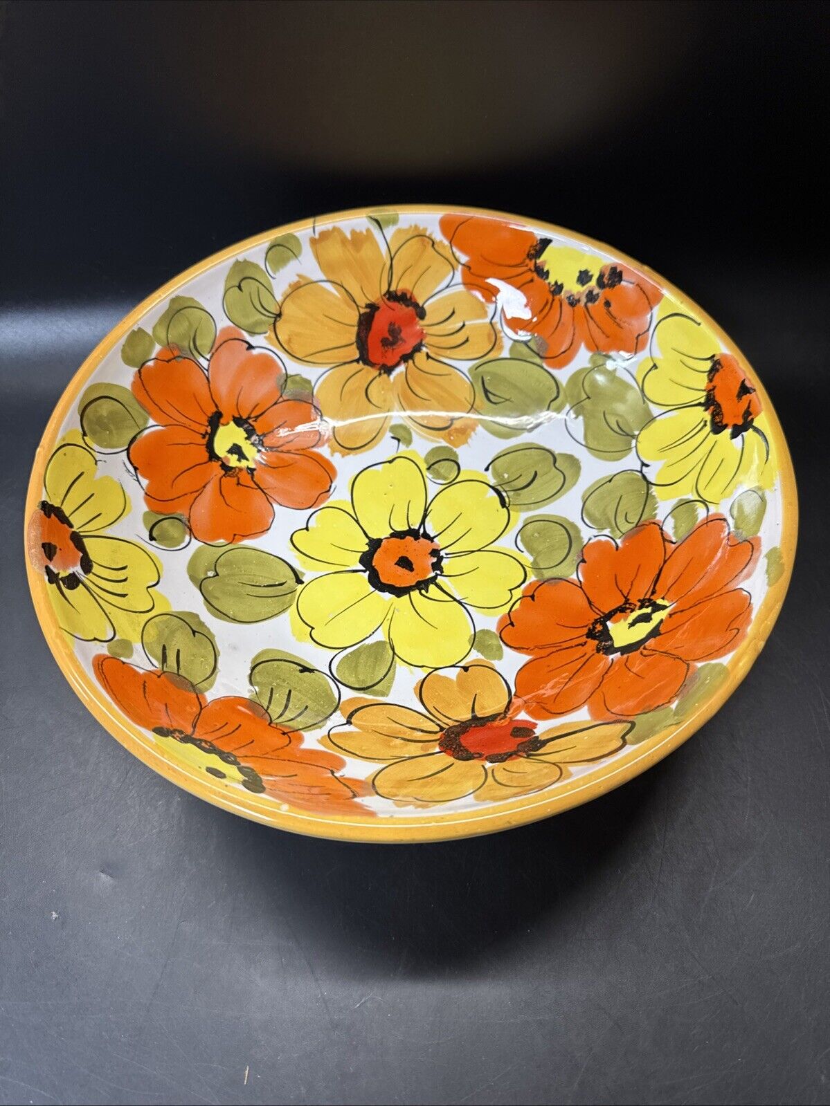 Vintage Floral Serving Bowl 10’/ Italy