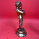 Brass Statues Figurines Boy And Girl Playing The Flute & Violin