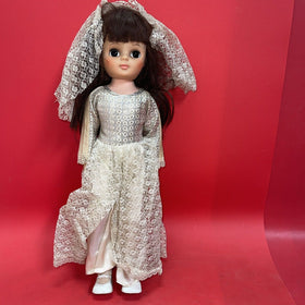 Vintage Eegee Bride Doll 17in Rooted Hair Sleep Eyes TLC Dress