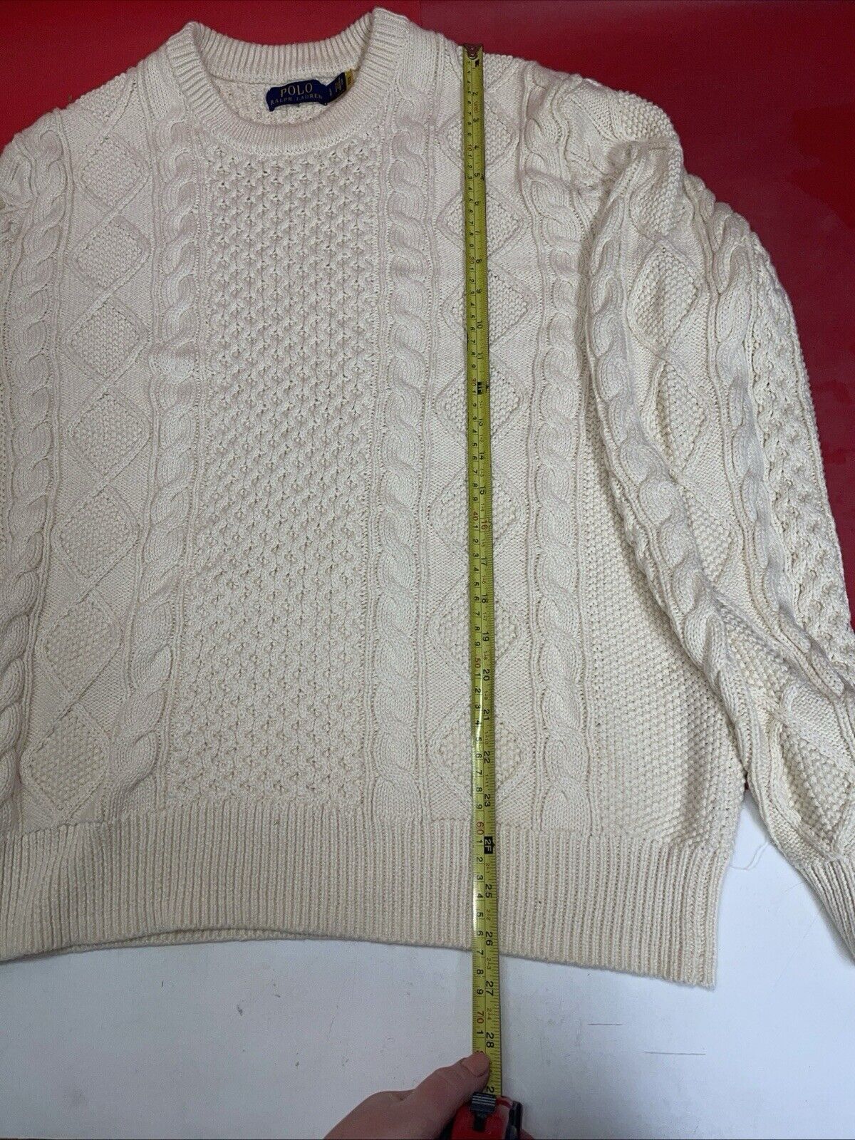 Polo Ralph Lauren Hand Knit Fisherman  Chunky Cable Knit Sweater Men’s L