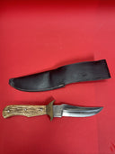 Vintage Pakistan 9" FULL TANG FIXED BLADE KNIFE w/Sheath. Hunting Knife