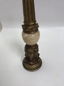Pillar Candleholder Alabaster & Ornate Gold Gilt