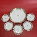 Vintage Nippon hand painted gold floral candy dish Set 6