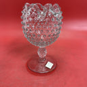 Duncan & Miller Clear Glass Hobnail Crimped Footed Vase Vintage