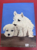 Art West Highland Terrier Acrylic Original 12x9 in. stretched canvas painting