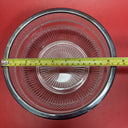 Vintage pressed glass bowl with silver rim and fork with spoon