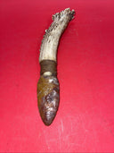 Antique Flint Knife with Deer Antler Handle,  Carving  Indian Face