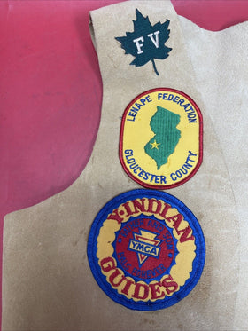Vintage 90s YMCA Indian Guides Adult Leather Vest Patches