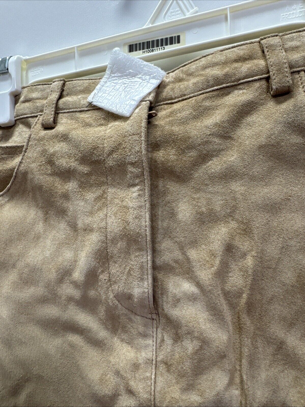 Brandon Thomas Beige Leather Suede Skirt Size 10