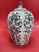 Vintage Chinese Pink Lotus Vase, Ginger Jar with Lid Urn