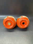 Vintage Pottery Orange Hand Painted Jug SALT & PEPPER Shakers