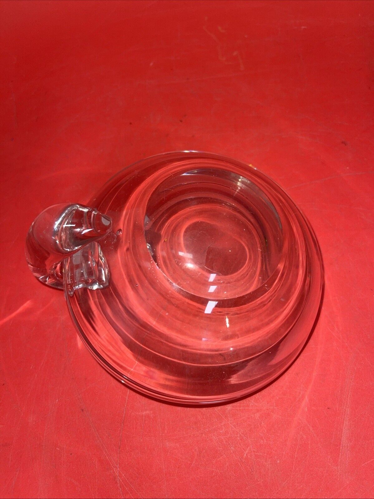 Vtg Steuben Style Clear Glass Snail Handle 6 in. Bowl