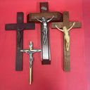 Vintage Wooden Christian Crosses Last Rites, Old Wooden Tin Jesus Lot 4 (Damage)