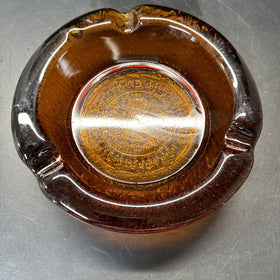 Vintage Round Amber Colored Glass Ashtray