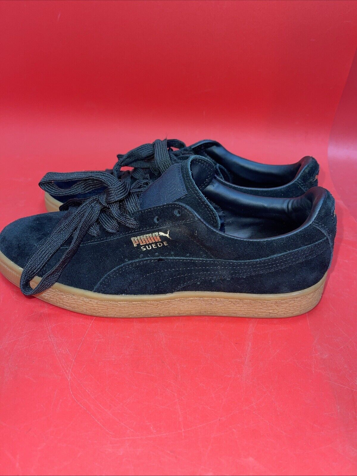 Puma Shoes Mens 7 Suede Winter Gum Black-Team Gold   360987 01