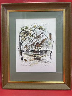 Vintage 1972 14”x10” John Haymson The Raleigh Tavern Watercolor Print