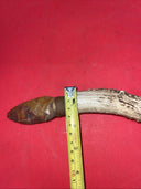 Antique Flint Knife with Deer Antler Handle,  Carving  Indian Face