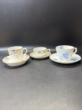 Vintage Various Mini Cup and Saucer/ Set Of 3