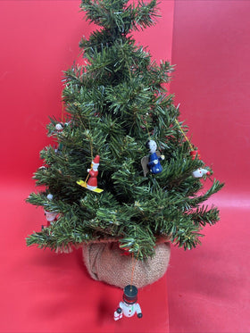 Vintage 22" Christmas Holiday Plastic Tree With Miniature Ornaments