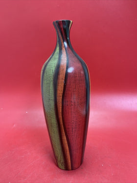 VINTAGE Multicolor ceramic Vase 12" striped decorative purpose only 