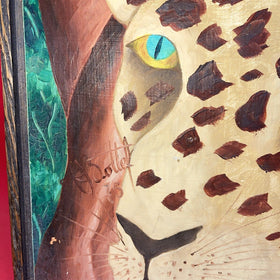 Vintage Painting Tiger Haiti Jungle