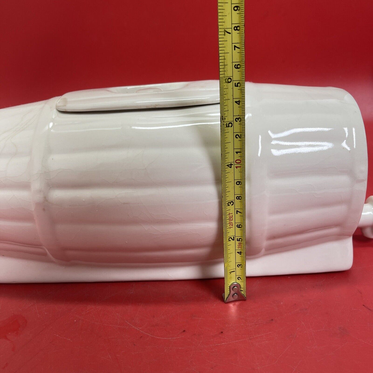 COLDSPOT 1930's Refrigerator Dish Barrel Keg Dispenser WHITE LID 12” Long