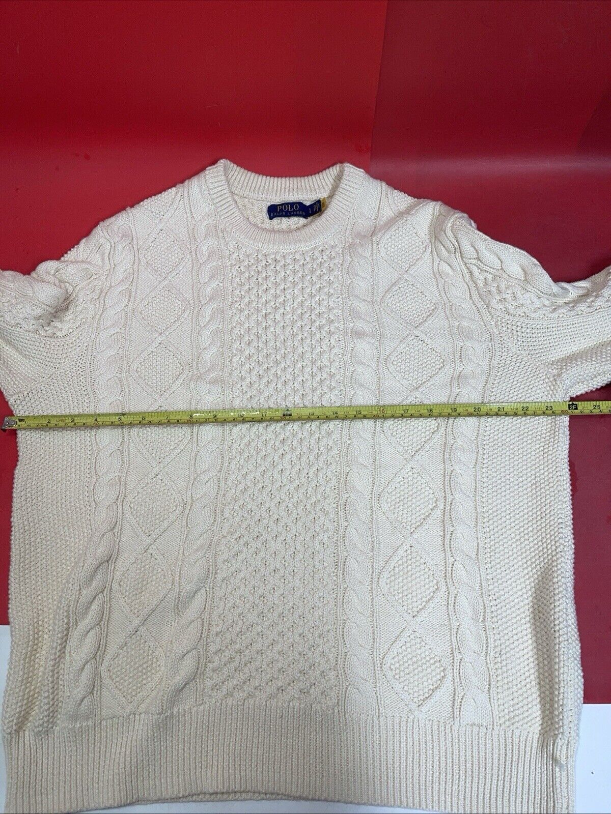 Polo Ralph Lauren Hand Knit Fisherman  Chunky Cable Knit Sweater Men’s L