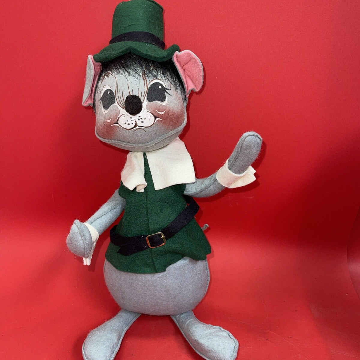 Vintage 1991 Annalee Mobilitee Dolls Pair Of Thanksgiving Pilgrim Mouse 16” &14”