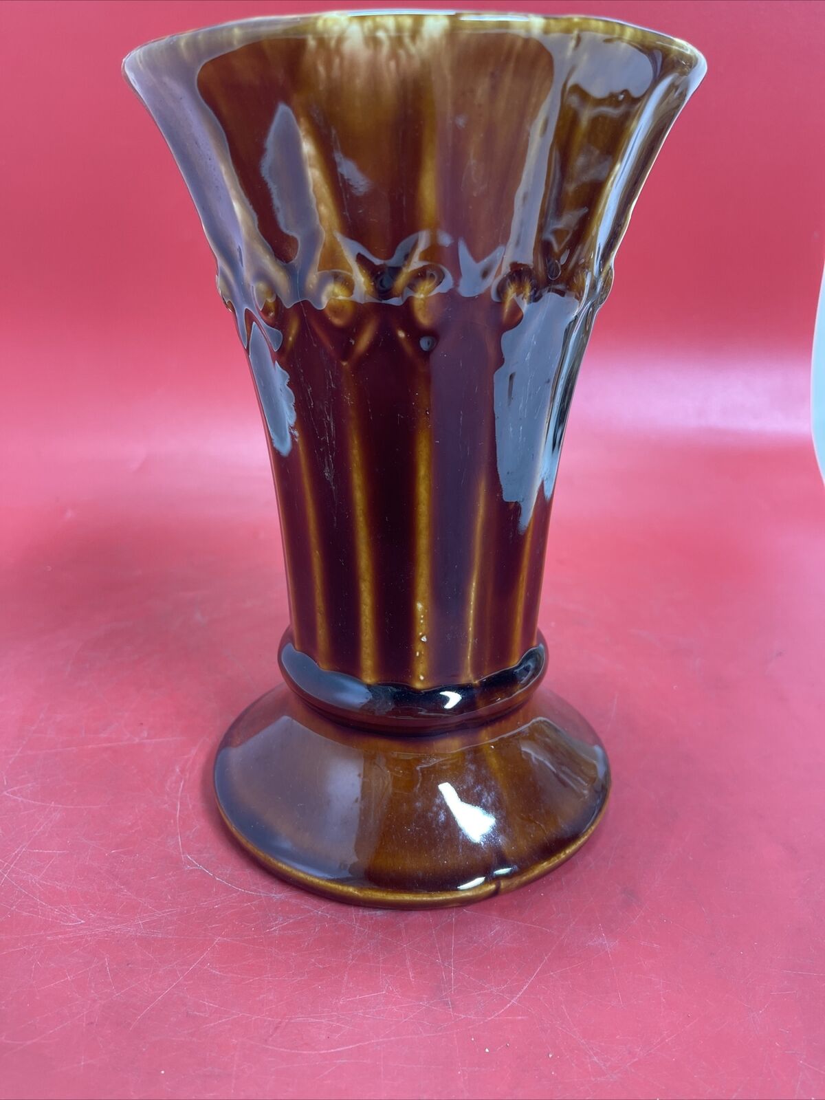 McCoy Tiara USA Pottery Brown Glaze Vase