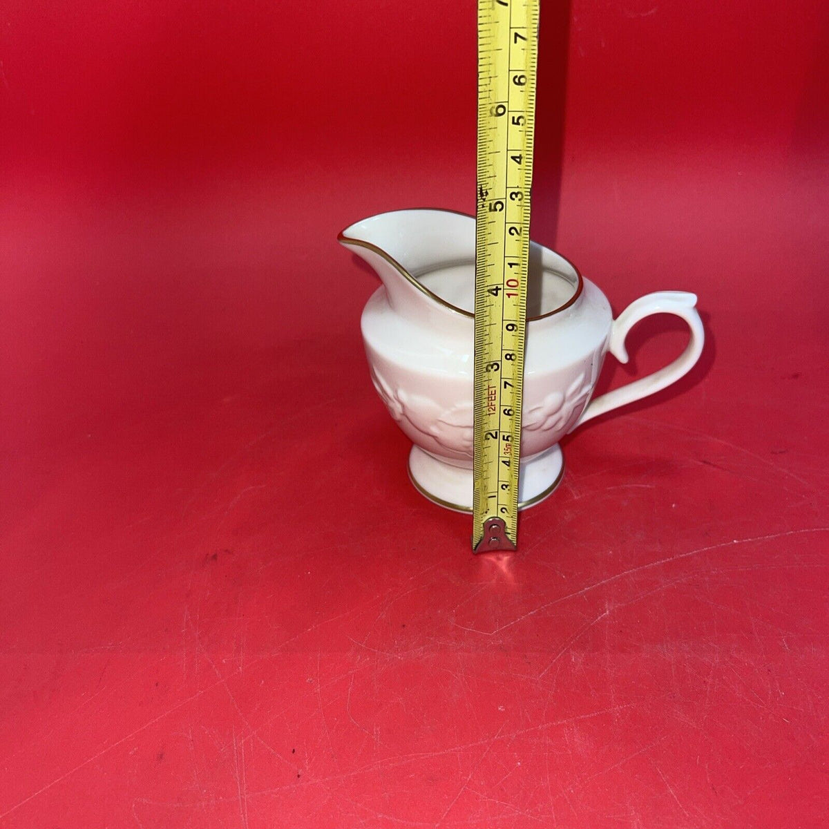 Lenox Fruits Of Life Tea 4 Cups & 3 Saucers, Creamer, Gold Trim