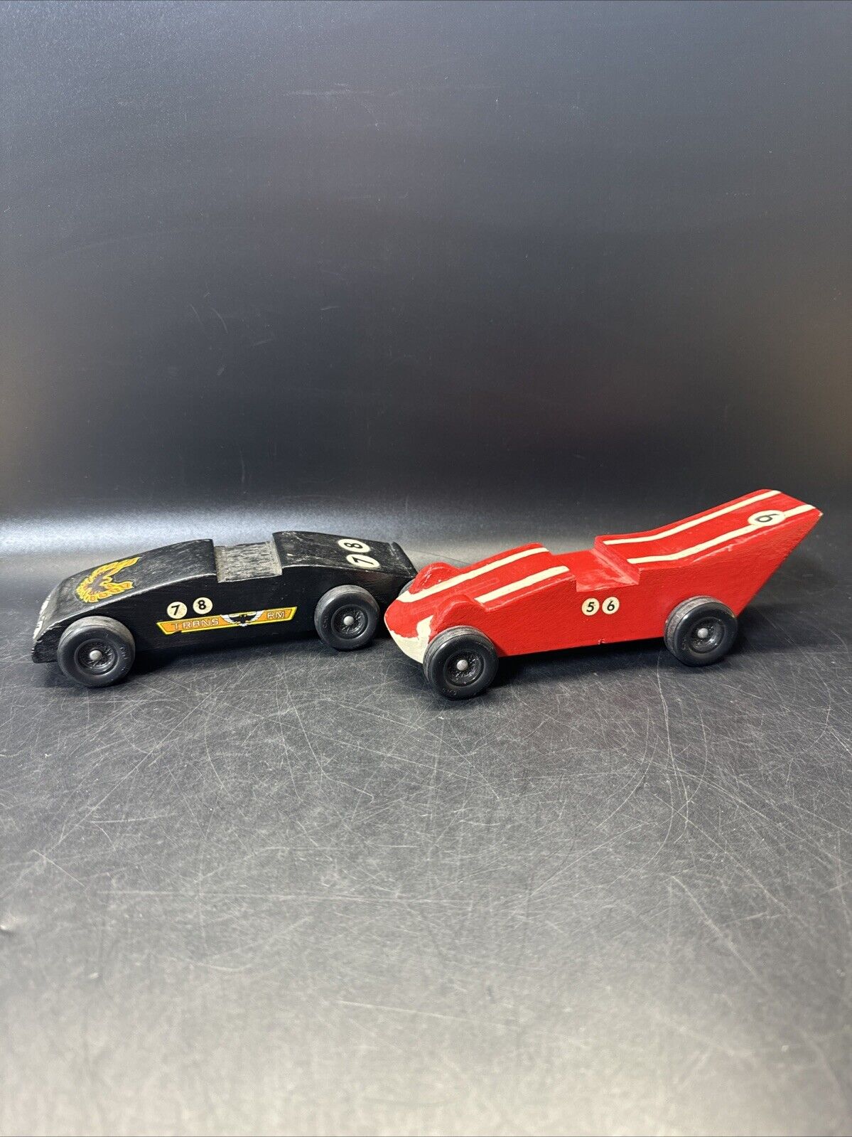 Hand Made Vintage Pinewood Race Cars/ Lot Of 2